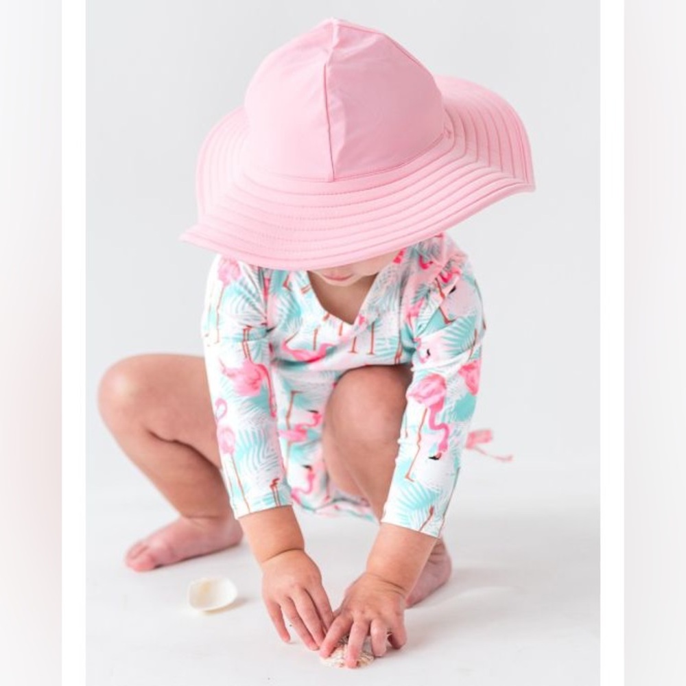 RuffleButts Girls Pink‎ Swim Hat size 12M-2T